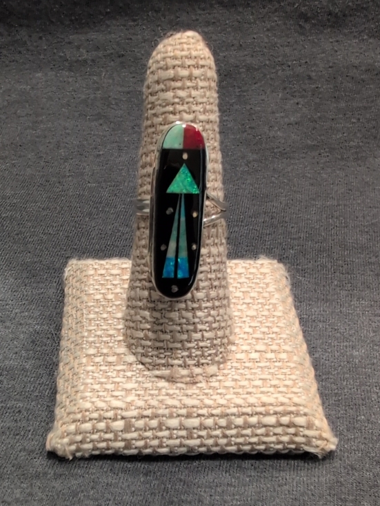 Native American Jewelry - Zuni Sterling Silver Galaxy Inlay Ring